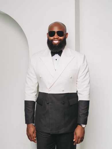 Two Tone bespoke double breasted peak lapel suit