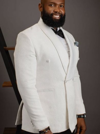 Bespoke double breasted shawl lapel jacquard suit