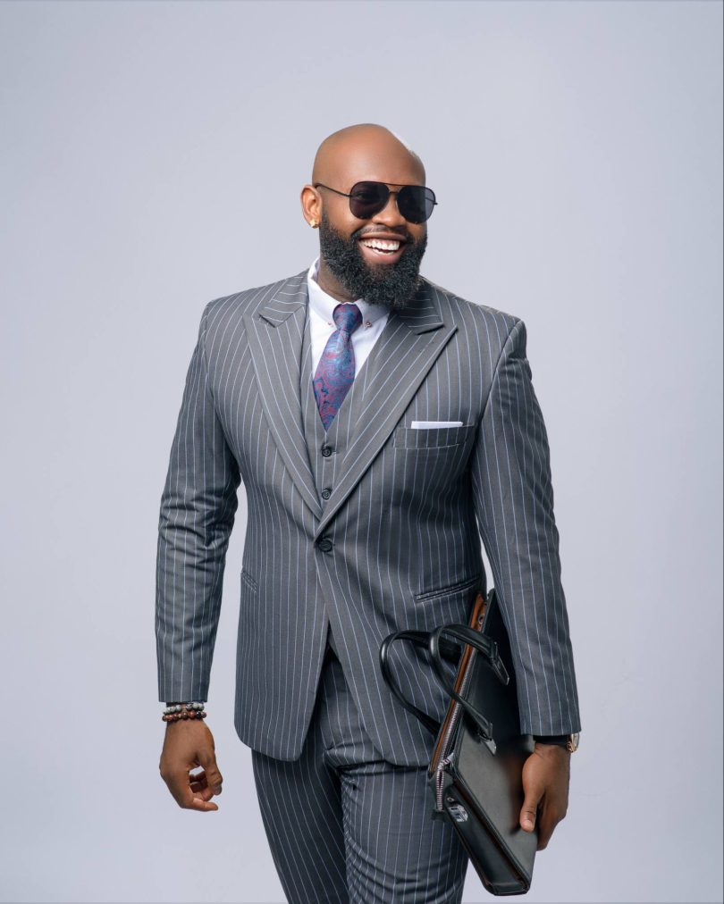 3-piece pin stripe dark ash suit